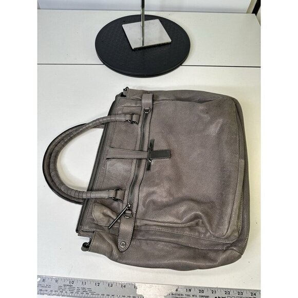 Elliott Lucca Gray Leather Handbag (missing Crossbody Strap) - Picture 7 of 8